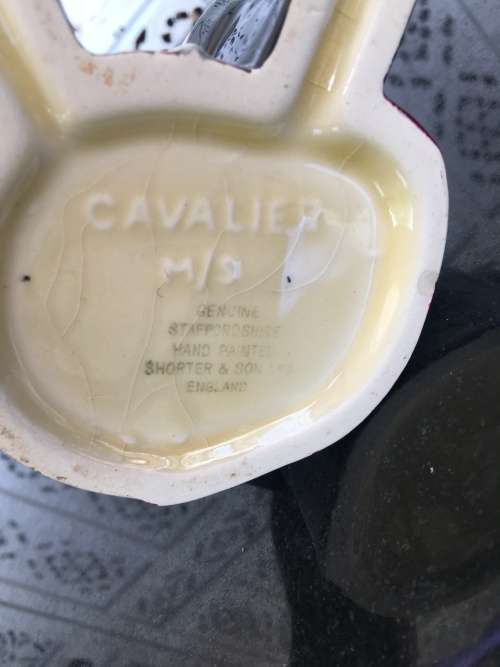 Cavalier c1905-1933 Genuine Staffordshire Shorter & Sons England H/Painted Tobi Pint Jug.