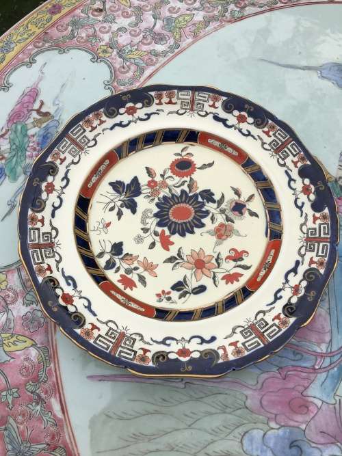 Antique Mason's Patent Ironstone China England Marked Hand Painted Imari Flat Dish 24cm
