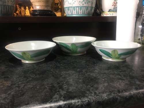 Vintage "Ji Gong Wan" Rooster Bowls - Set of 3 Collectible Hand made and Deco Chinese Tableware