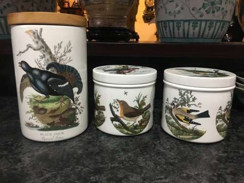 Vintage Portmeirion Birds Of Britain By E. Donavan/Susan Williams-Ellis Porcelain Storage Jars