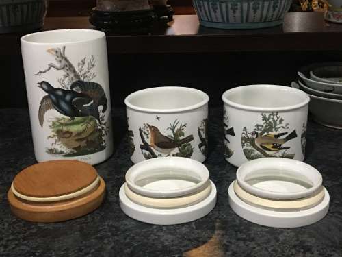 Vintage Portmeirion Birds Of Britain By E. Donavan/Susan Williams-Ellis Porcelain Storage Jars