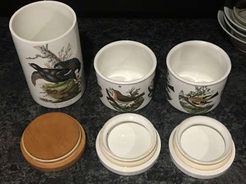 Vintage Portmeirion Birds Of Britain By E. Donavan/Susan Williams-Ellis Porcelain Storage Jars