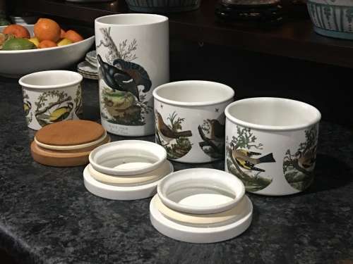 Vintage Portmeirion Birds Of Britain By E. Donavan/Susan Williams-Ellis Porcelain Storage Jars
