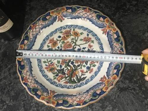 Large Vintage Makkum Dutch Pottery Hand Painted Bird & Floral Charger