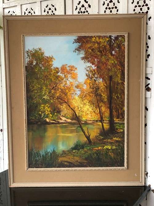 INVESTMENT ART - HENRI DU RAND ( SA 20th CENTURY ) STUNNING FRAMED OIL ON CANVAS LANDSCAPE PAINTING