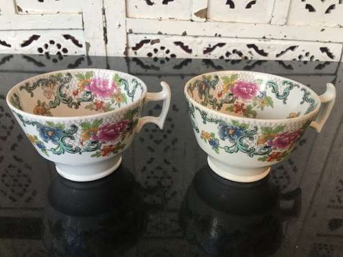 2 Antique Booths Silicon China "Floradora" Pattern Oversized cups