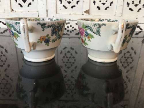 2 Antique Booths Silicon China "Floradora" Pattern Oversized cups