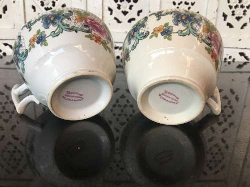 2 Antique Booths Silicon China "Floradora" Pattern Oversized cups