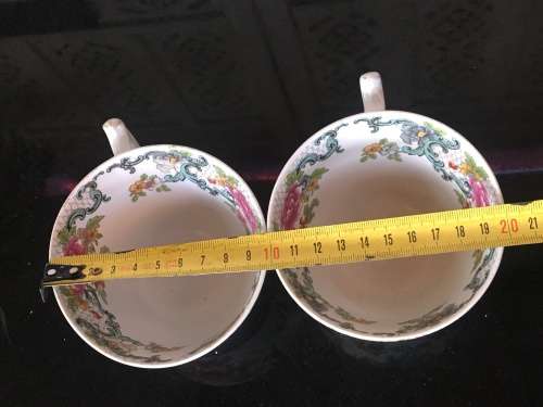 2 Antique Booths Silicon China "Floradora" Pattern Oversized cups