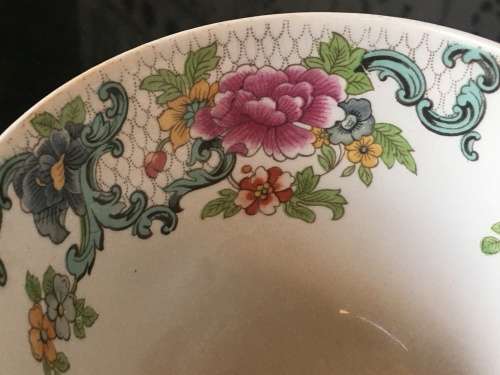 2 Antique Booths Silicon China "Floradora" Pattern Oversized cups