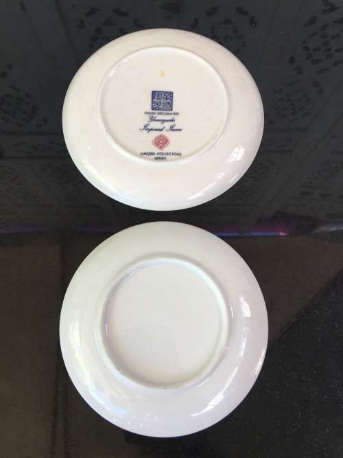 2 Beautiful Japanese Imari Peackock Display Plates