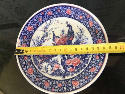 2 Beautiful Japanese Imari Peackock Display Plates