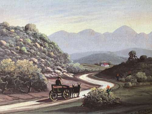 GERHARD (GAWIE) BEUKES (SA 1885 - 1945) - STUNNING OIL ON CANVAS BOARD - HOEKA LADISMITH KAAP