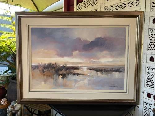 INVESTMENT ART !!! DERRIC VAN RENSBURG (SA 1952 - ) MASSIVE FRAMED ABSTRACT ACRYLIC PAINTING