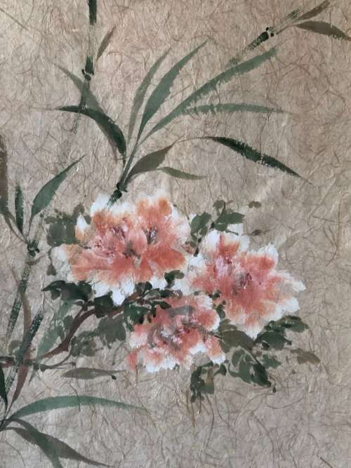 SHIRLI GEERE (SA 20th C) AMAZING FRAMED WATERCOLOR STILL LIFE ON RICE PAPER - SIGNED AND STAMPED