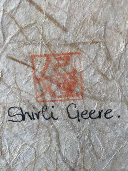 SHIRLI GEERE (SA 20th C) AMAZING FRAMED WATERCOLOR STILL LIFE ON RICE PAPER - SIGNED AND STAMPED