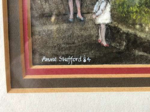 ANNE STAFFORD (UK 20th C) FABULOUSLY DETAILED WATERCOLOUR PAINTING FRAMED AND DATED 1984