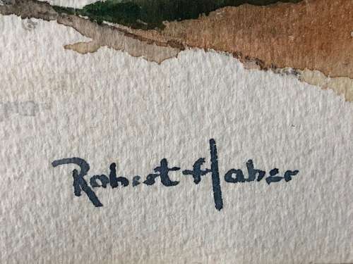 INVESTMENT ART !!! ROBERT HABER (1929 - 1998) - LISTED SA ARTIST - FRAMED WATERCOLOR LANDSCAPE