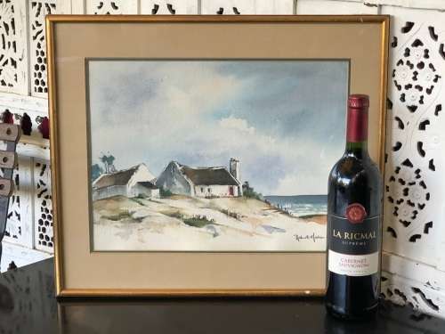 INVESTMENT ART !!! ROBERT HABER (1929 - 1998) - LISTED SA ARTIST - FRAMED WATERCOLOR LANDSCAPE