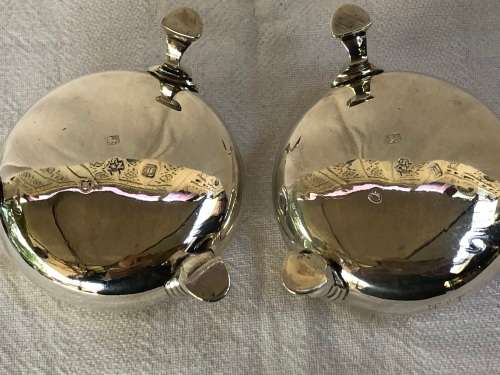 WOW !! PAIR OF GEORGE III STERLING SILVER HALLMARKED OPEN SALTS (1764 - 1770) MAKERS MARK