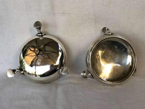 WOW !! PAIR OF GEORGE III STERLING SILVER HALLMARKED OPEN SALTS (1764 - 1770) MAKERS MARK