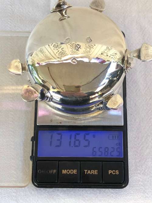 WOW !! PAIR OF GEORGE III STERLING SILVER HALLMARKED OPEN SALTS (1764 - 1770) MAKERS MARK