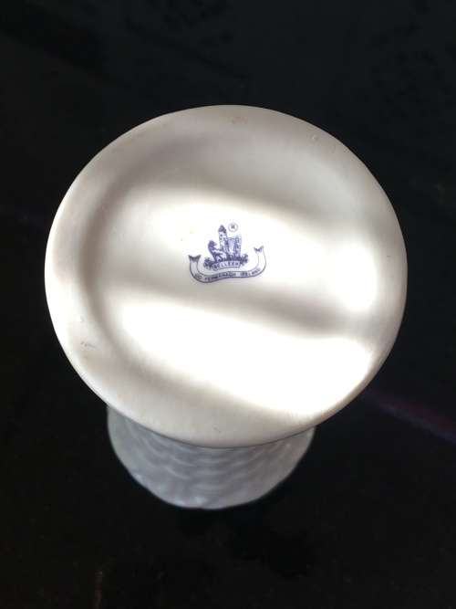 Vintage Belleek China Irish Symbols Ivory & Green Vase