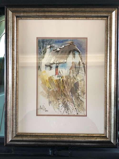 INVESTMENT ART !!! WALLACE HULLEY (SA 1931 - ) FRAMED LANDSCAPE WATERCOLOUR PAINTING
