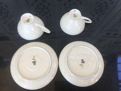 Rare Set c1930s Alka Bavaria Germany Blue & Gold Gilt Demitassi Cups & Saucers