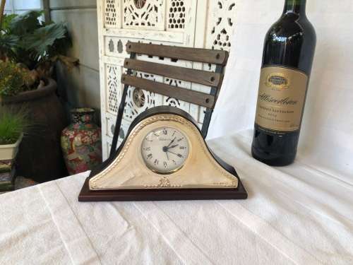 GORGEOUS ITALIAN STERLING SILVER CLAD QUARTZ MANTEL CLOCK - CLEARLY MARKED ABOUT 7g - NEEDS BATTERY