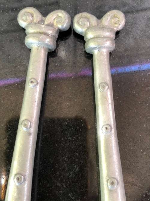WOW !!! VINTAGE CARROL BOYES PEWTER SALAD SERVERS - SPOTTED ARIES PATTERN - CLEARLY MARKED