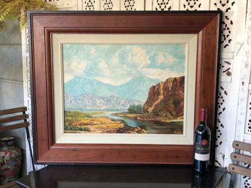 INVESTMENT ART !! DINO PARAVANO (SA 1935 - ) GORGEOUS LARGE OIL ON BOARD LANDSCAPE - EXQUISITE FRAME