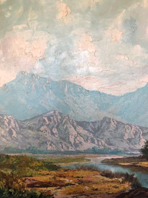 INVESTMENT ART !! DINO PARAVANO (SA 1935 - ) GORGEOUS LARGE OIL ON BOARD LANDSCAPE - EXQUISITE FRAME