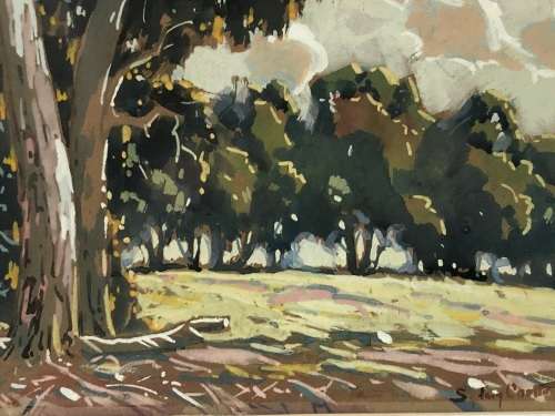 INVESTMENT ART !! SYDNEY CARTER (SA 1874 - 1945) GORGEOUS FRAMED LANDSCAPE WATERCOLOR PAINTING