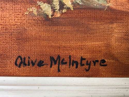 INVESTMENT ART !! OLIVE McINTYRE (SA 20th C) GORGEOUS FRAMED LANDSCAPE OIL ON BOARD - FRAMED