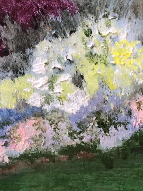 A STUNNER - FRAMED OIL ON CARD - BOTANICAL SCENE - BY B. SMITH-SYMMS DATED 1985 - BEAUTIFUL PIECE