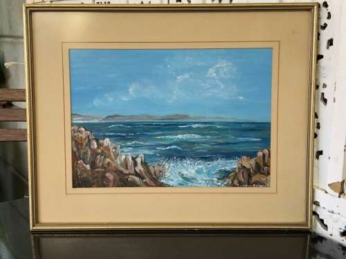 A STUNNER - FRAMED OIL ON CARD - SEASCAPE SCENE - BY B. SMITH-SYMMS  - BEAUTIFUL PIECE