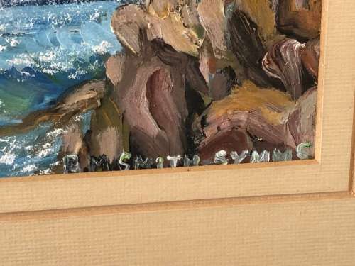 A STUNNER - FRAMED OIL ON CARD - SEASCAPE SCENE - BY B. SMITH-SYMMS  - BEAUTIFUL PIECE