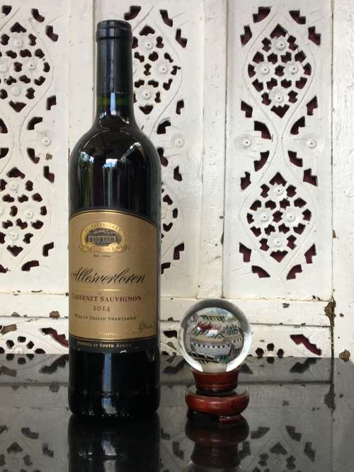 Signed Chinese Inside Painted Glass Sphere Of The Great Wall On Wooden Rotating Base
