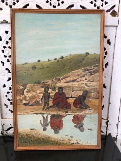WOW !!! BEAUTIFUL FRAMED OIL ON PANEL PAINTING BY B.H. SMITH - NOTED AND DATED ON THE BACK 1975