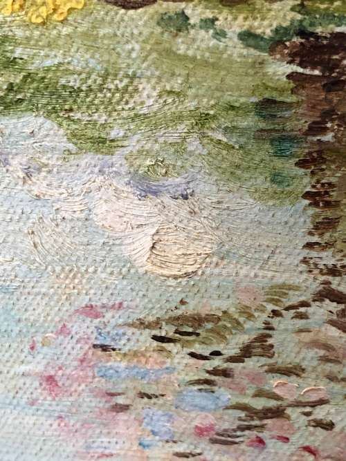 WOW !!! BEAUTIFUL FRAMED OIL ON CANVAS PAINTING BY B.H. SMITH - LOVELY VINTAGE FRAME
