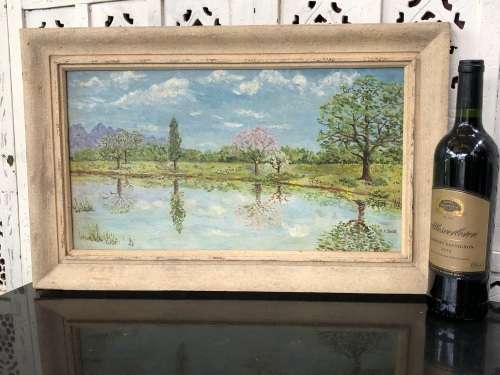 WOW !!! BEAUTIFUL FRAMED OIL ON CANVAS PAINTING BY B.H. SMITH - LOVELY VINTAGE FRAME