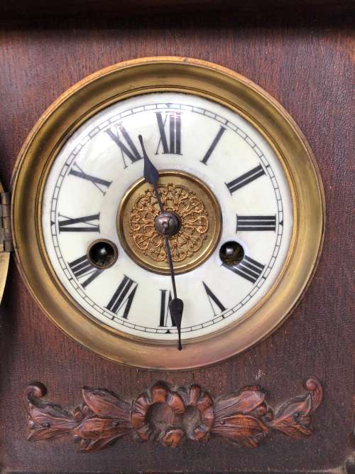 HAC ( HAMBURG AMERIKANISCHE UHRENFABRIK ) FULLY WORKING CHIMING ANTIQUE MANTLE CLOCK