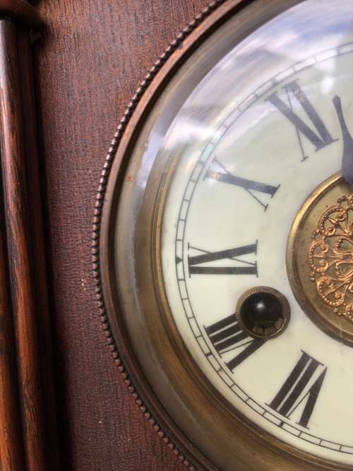 HAC ( HAMBURG AMERIKANISCHE UHRENFABRIK ) FULLY WORKING CHIMING ANTIQUE MANTLE CLOCK