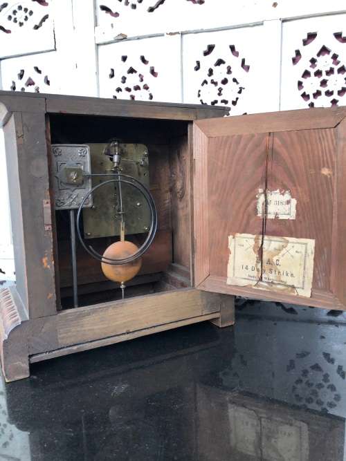 HAC ( HAMBURG AMERIKANISCHE UHRENFABRIK ) FULLY WORKING CHIMING ANTIQUE MANTLE CLOCK