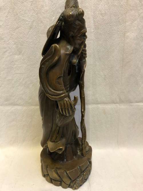 WOW !!! AWESOME FIND - QIANLONG NIANZHI CHINESE BRONZE OF A FISHERMAN  - SIGNED UNDERNEATH - 4.1kg