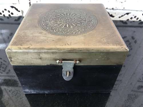 A Lot Beaded Fashion Jewelry Art Pieces in A Lovely Vintage Indian Metal Cladded Top Box