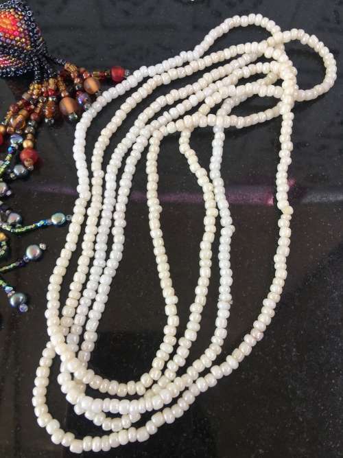 A Lot Beaded Fashion Jewelry Art Pieces in A Lovely Vintage Indian Metal Cladded Top Box