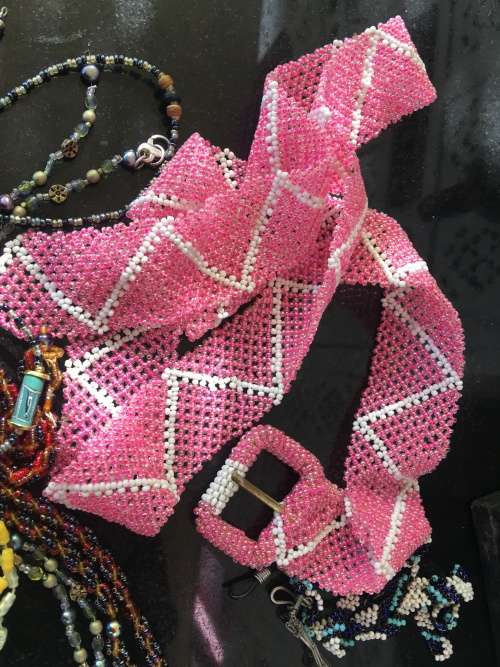 A Lot Beaded Fashion Jewelry Art Pieces in A Lovely Vintage Indian Metal Cladded Top Box