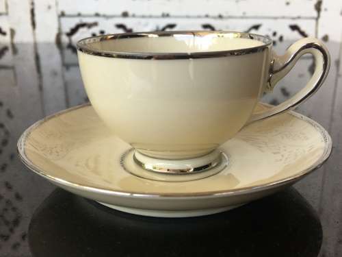 Rare KPM Kjebenhavns Porcellains Maleri A/5 Marked Biscuit & Silvert Gilt Duo Demmitasse